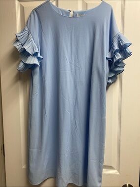Light Blue Ruffle Sleeve Women's Dress
